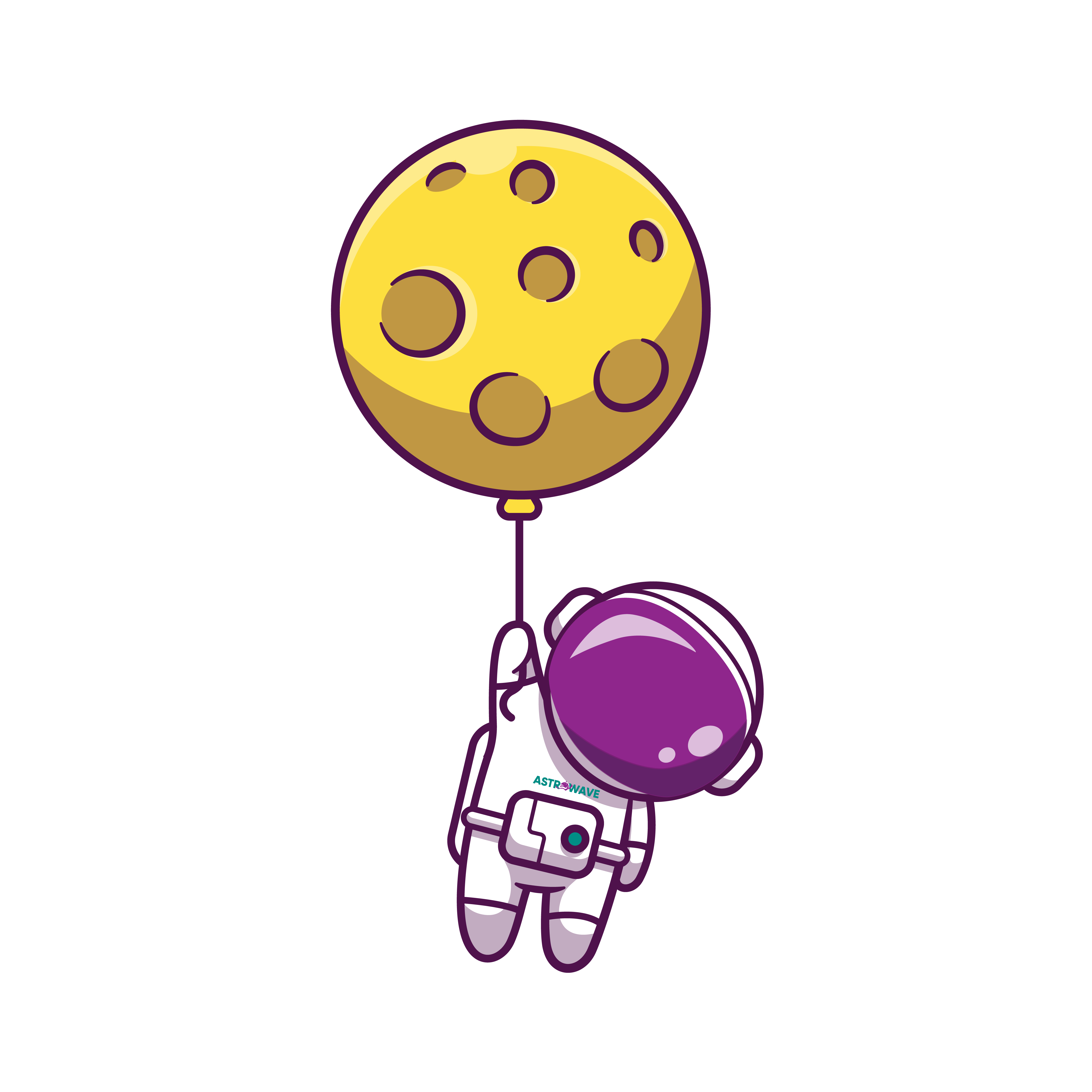 Astrowave astronaut floating with moon