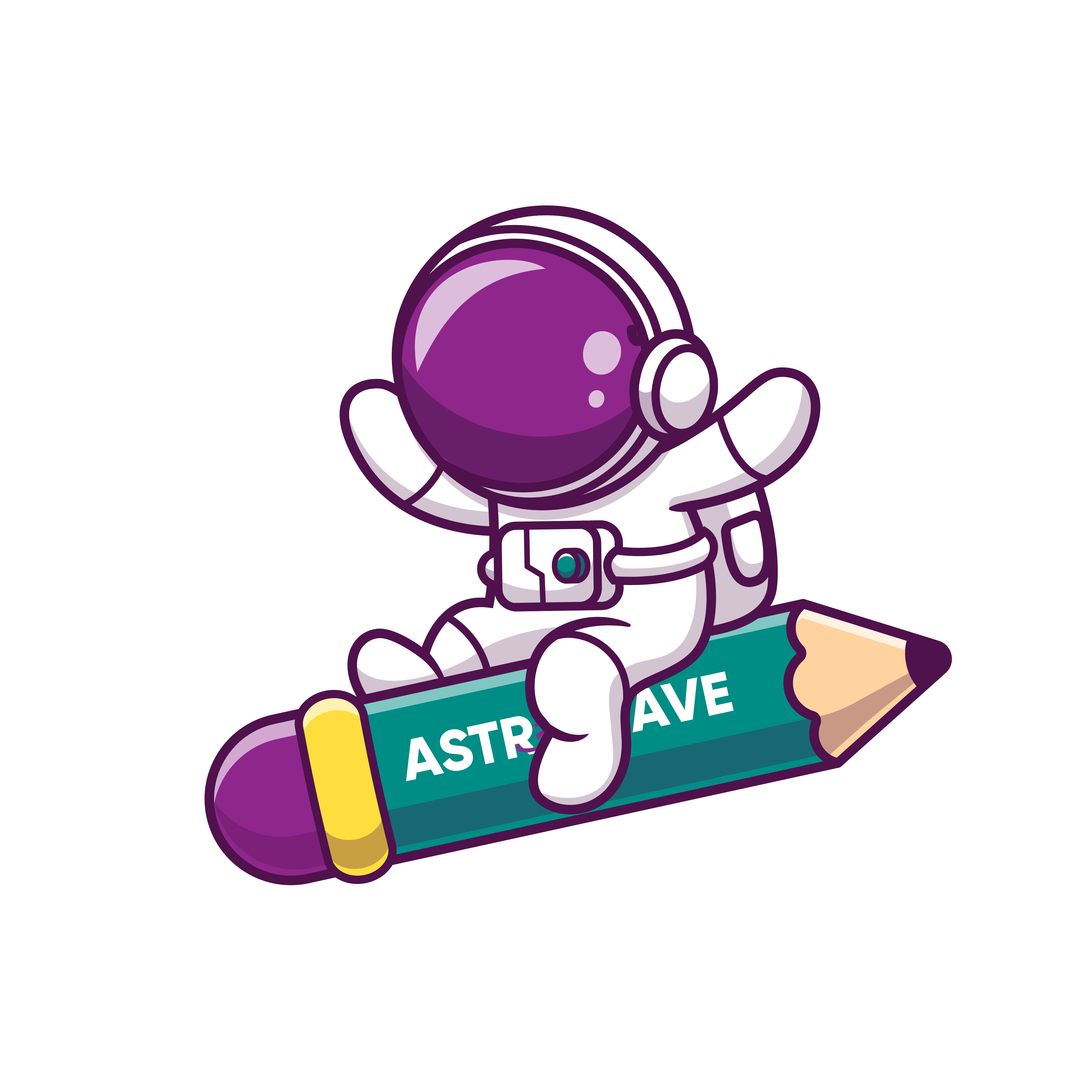 Astrowave astronaut flying with pencil rocket
