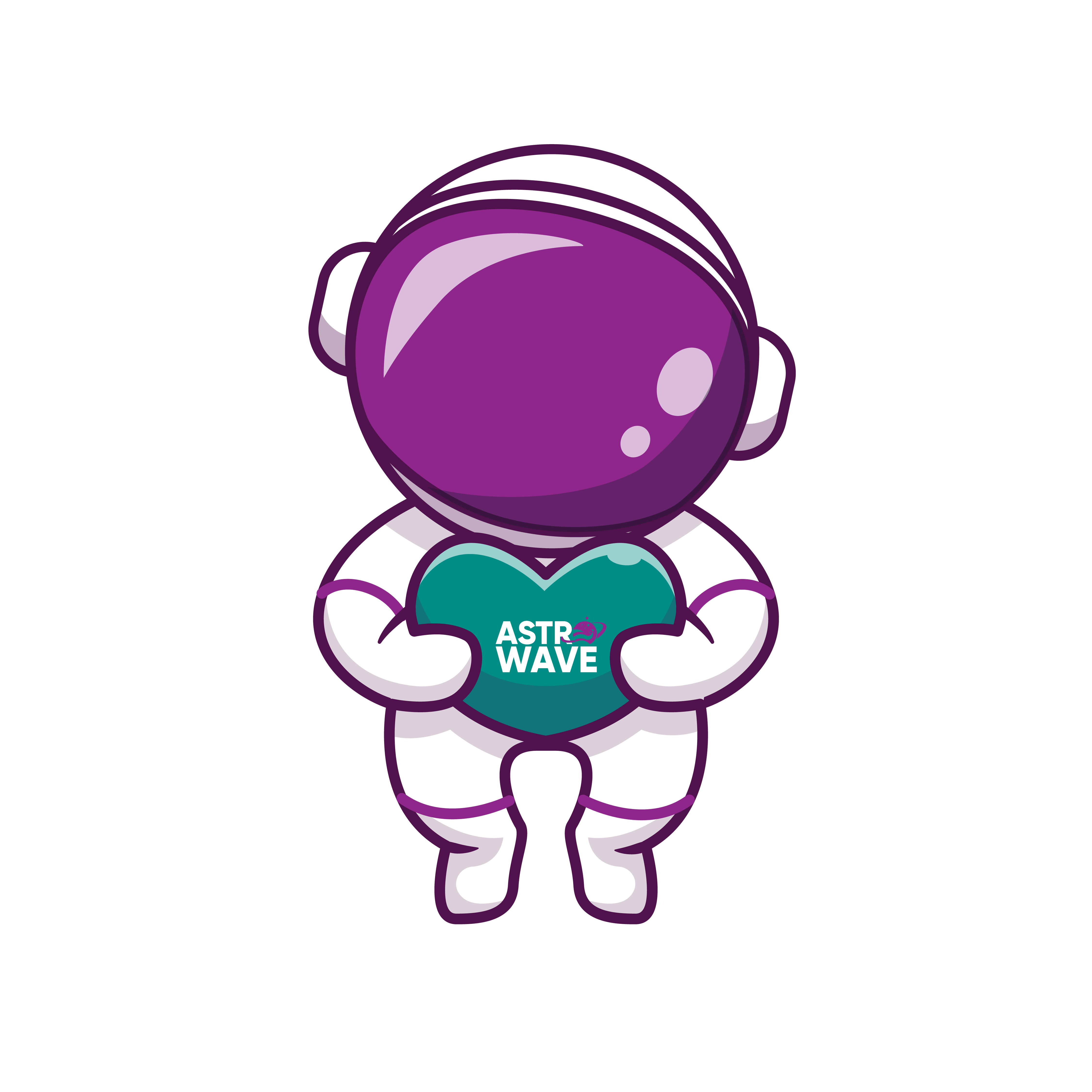 Astrowave astronaut holding love heart-in-space