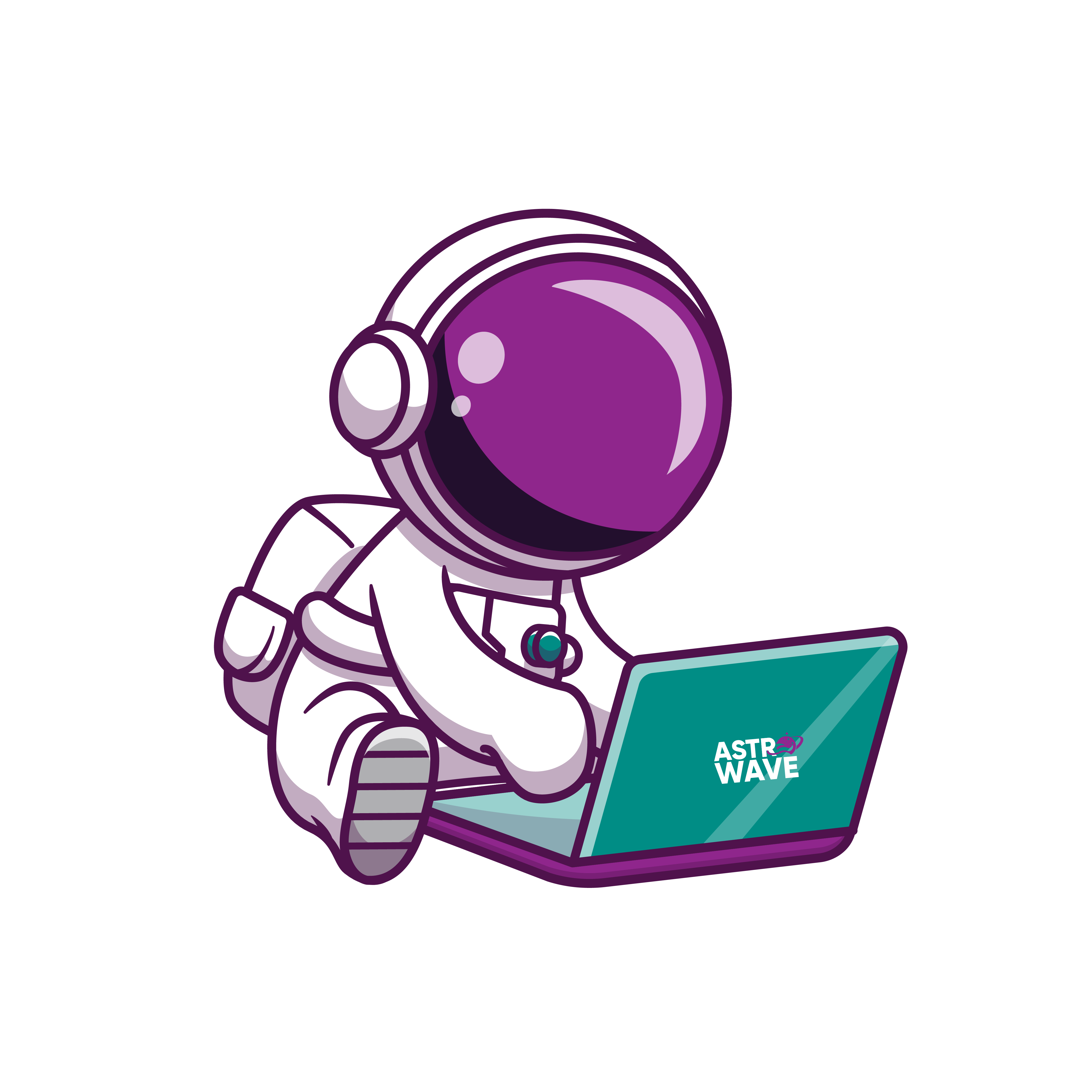 Astrowave astronaut working on laptop